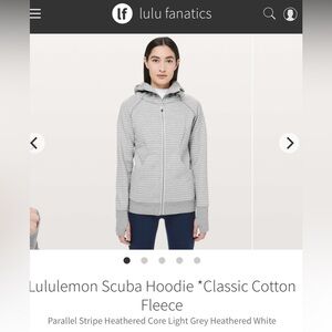 EUC Lululemon Scuba Hoodie in gray / white stripe, size 6.
